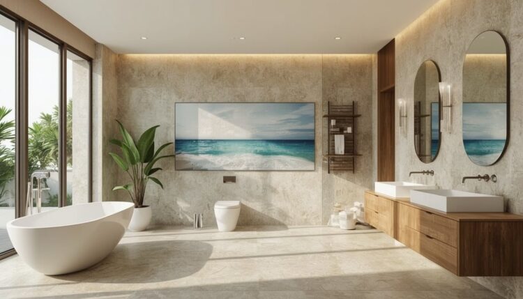 Badezimmer als Wohlfühlraum: Materialwahl und Bildwelten