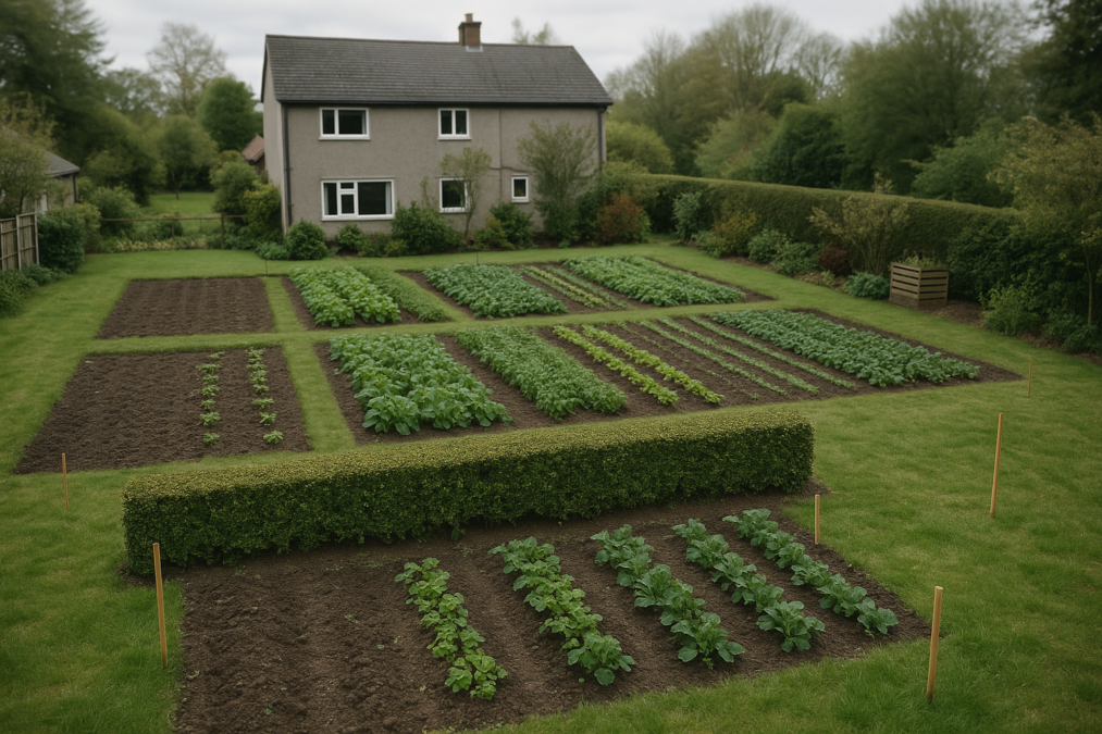 Großes Gartengrundstück hinter einem Wohnhaus mit abgetrennter Teilfläche
